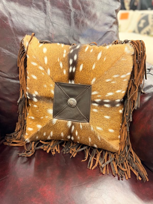 Axis Hide With Emblem & Fringe Pillow