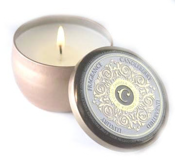 Smoldering Vanilla Teakwood Travel Tin by The Candleberry Candle Company